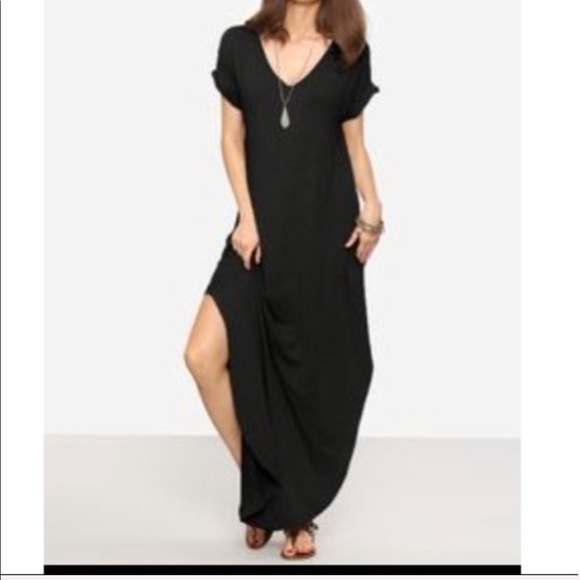 Grey side pockets loose fit maxi dress - Picture 5 of 6